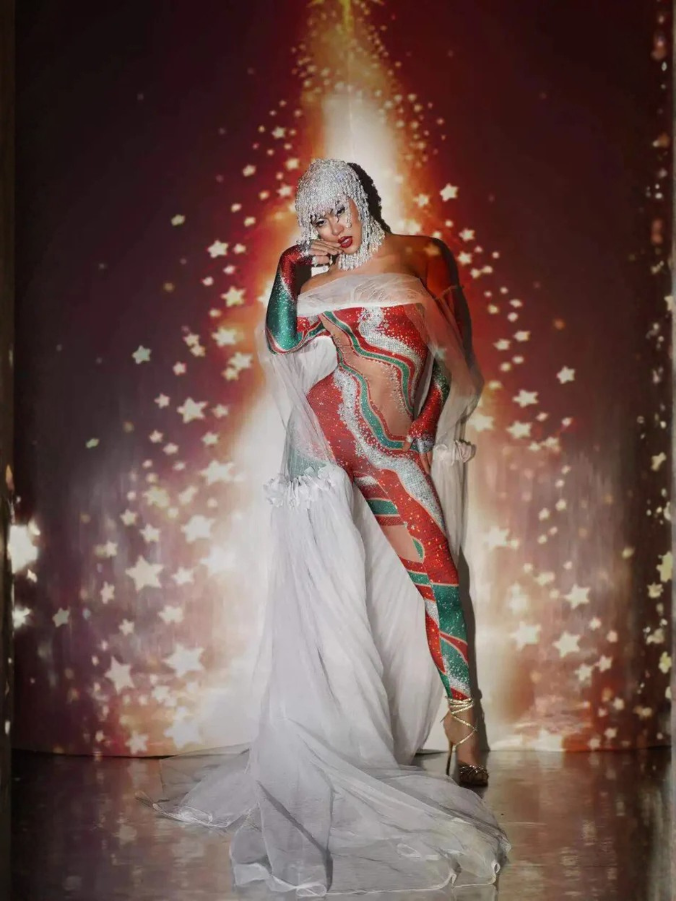 Christmas Sheer Dance Leotard Costume