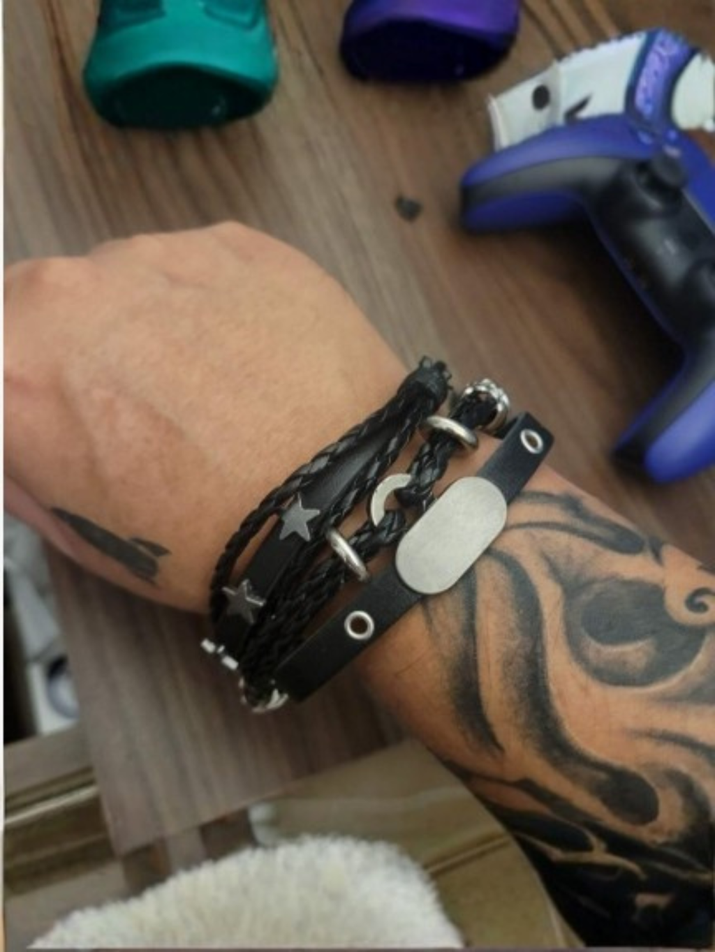 Y2K Punk Leather 5pc Bracelet Set