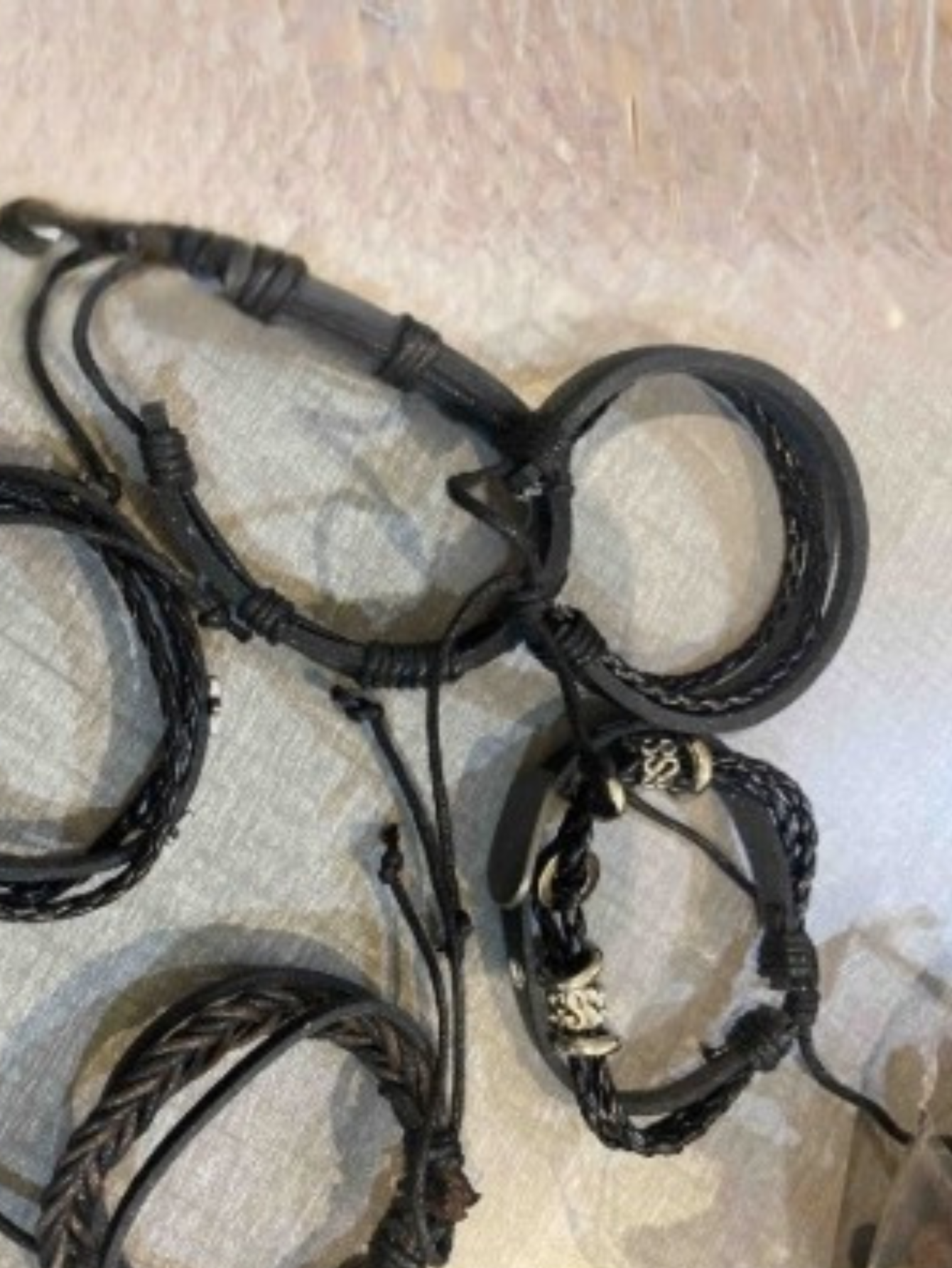 Y2K Punk Leather 5pc Bracelet Set