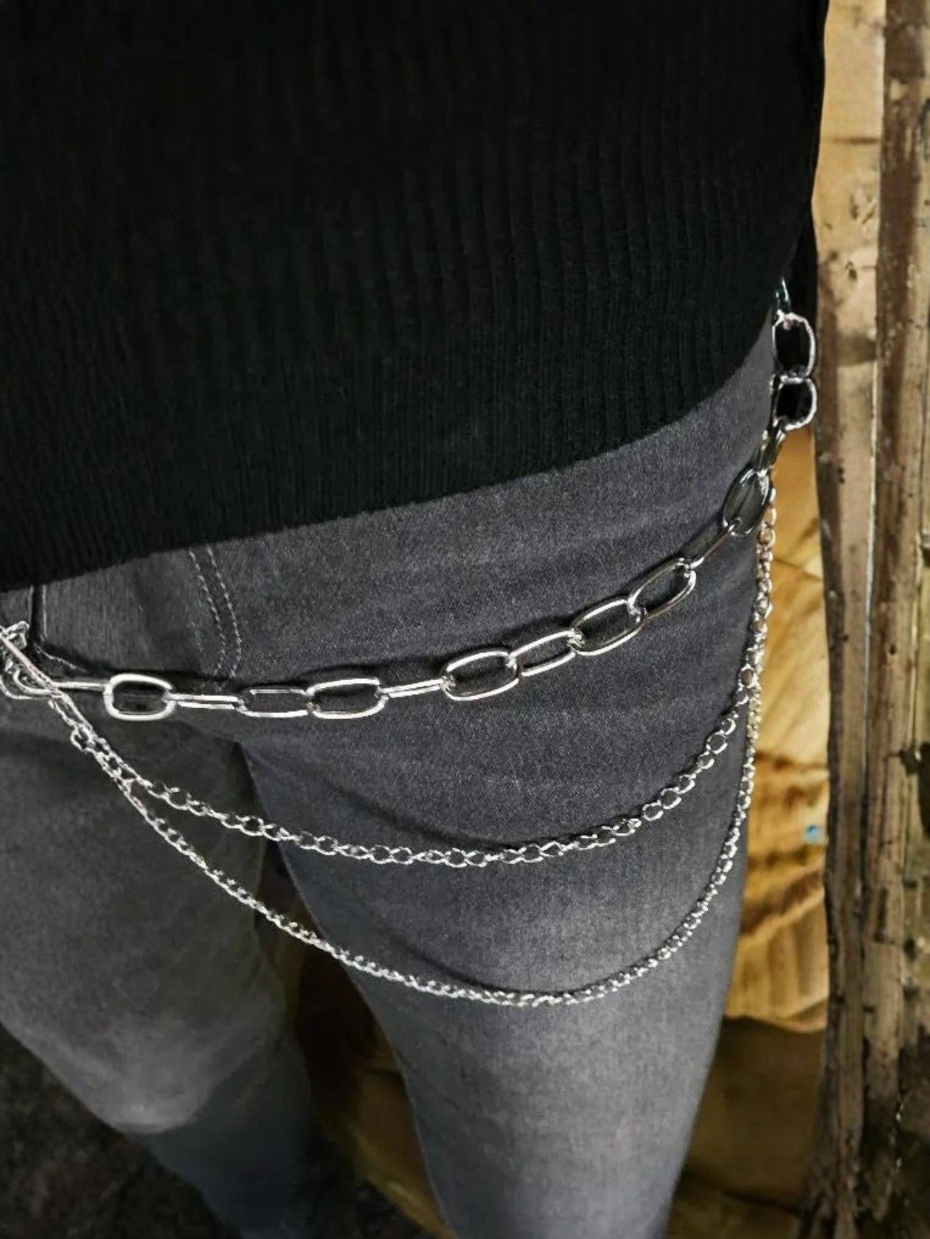Layered 3 Row Pants Chain