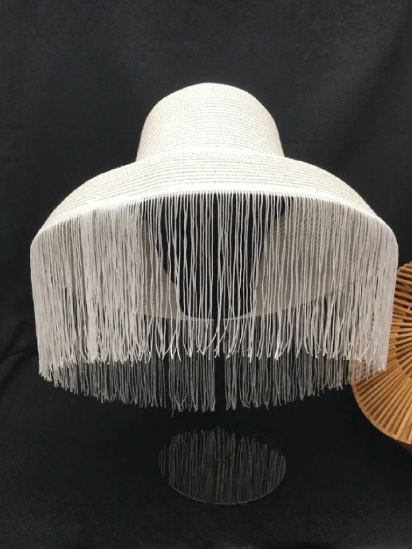 Large Brim Fringe Black Hat