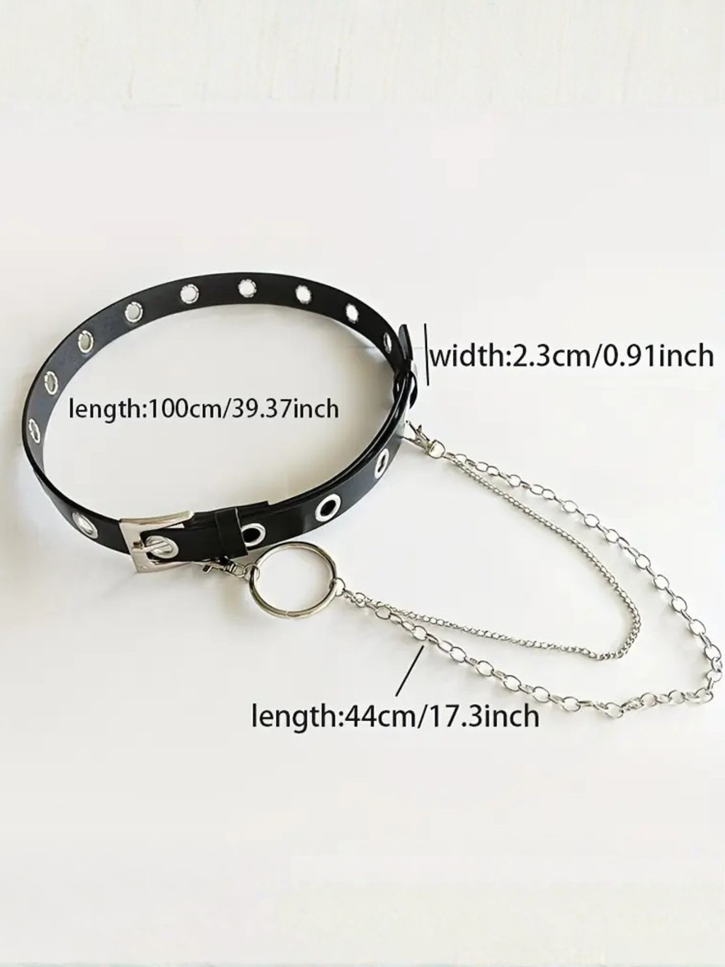 Grommet Black  Belt With Chain