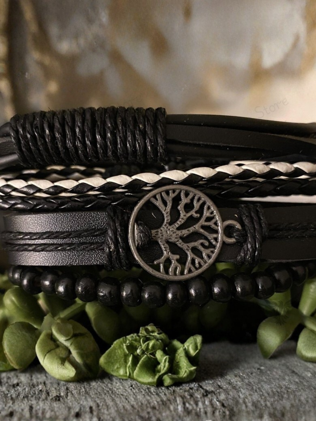 Tree Leather Bracelet Set