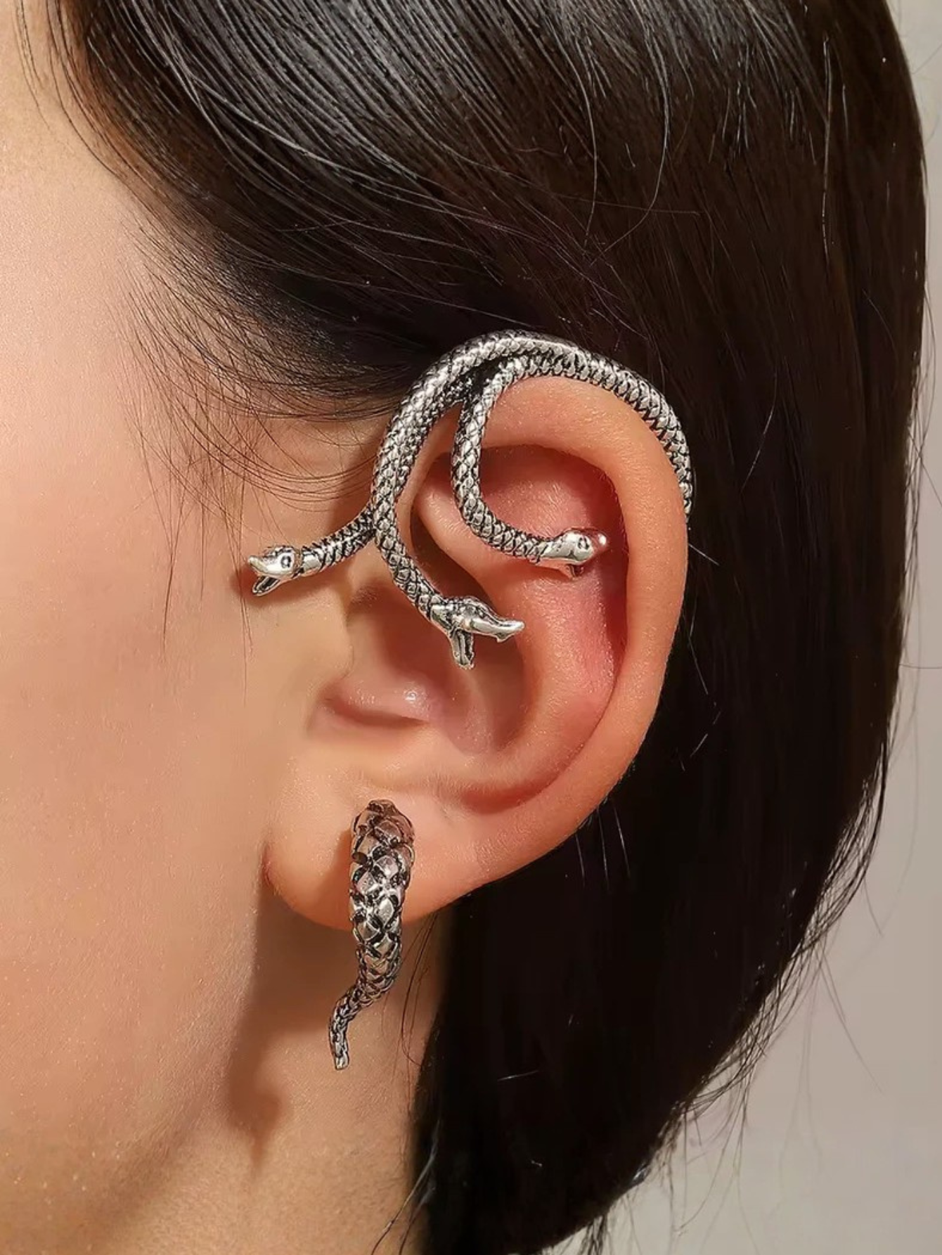 Medusa Snakes Earrings Cuff Wrap