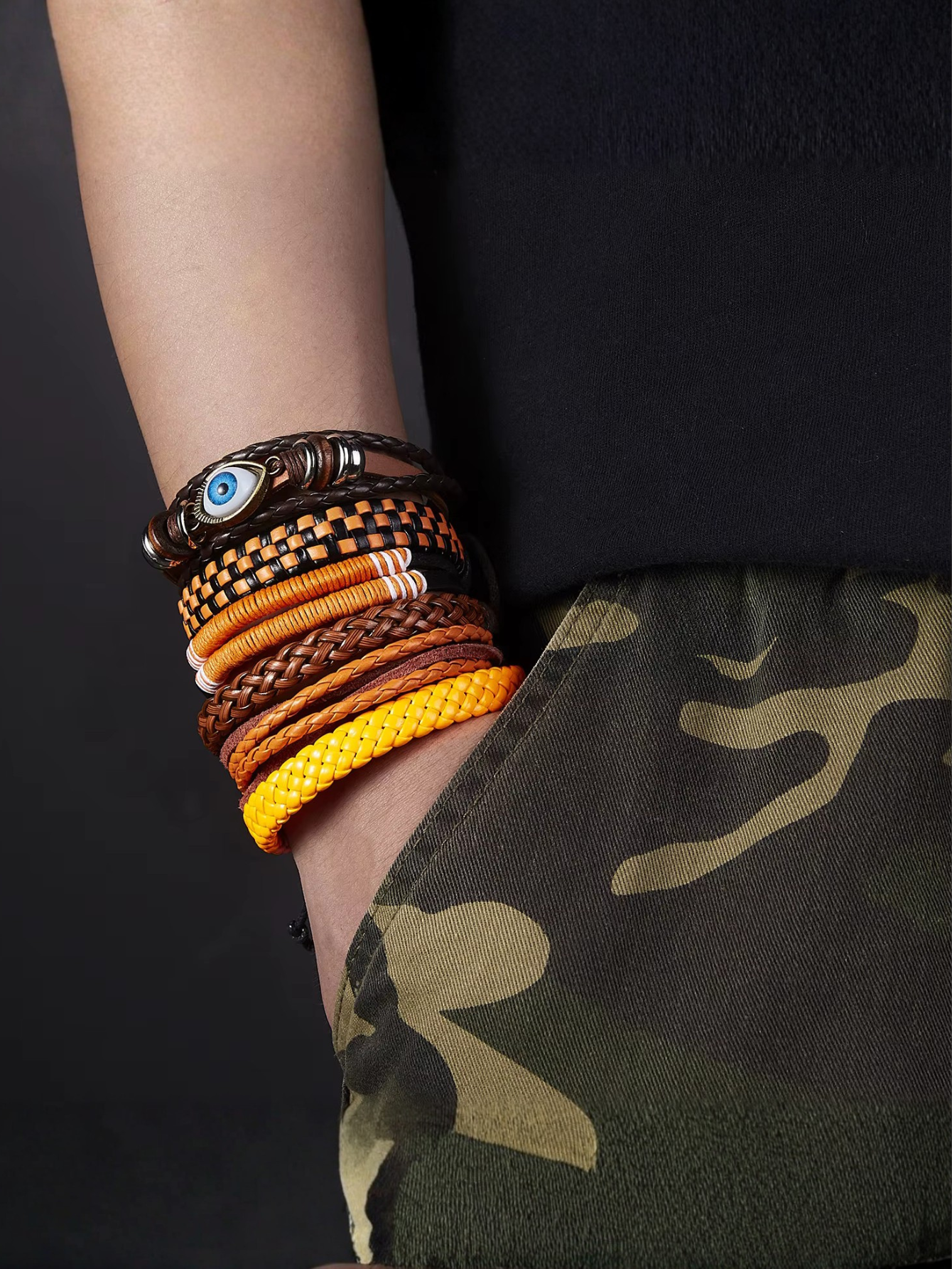 Orange 6pc Eye Bracelet