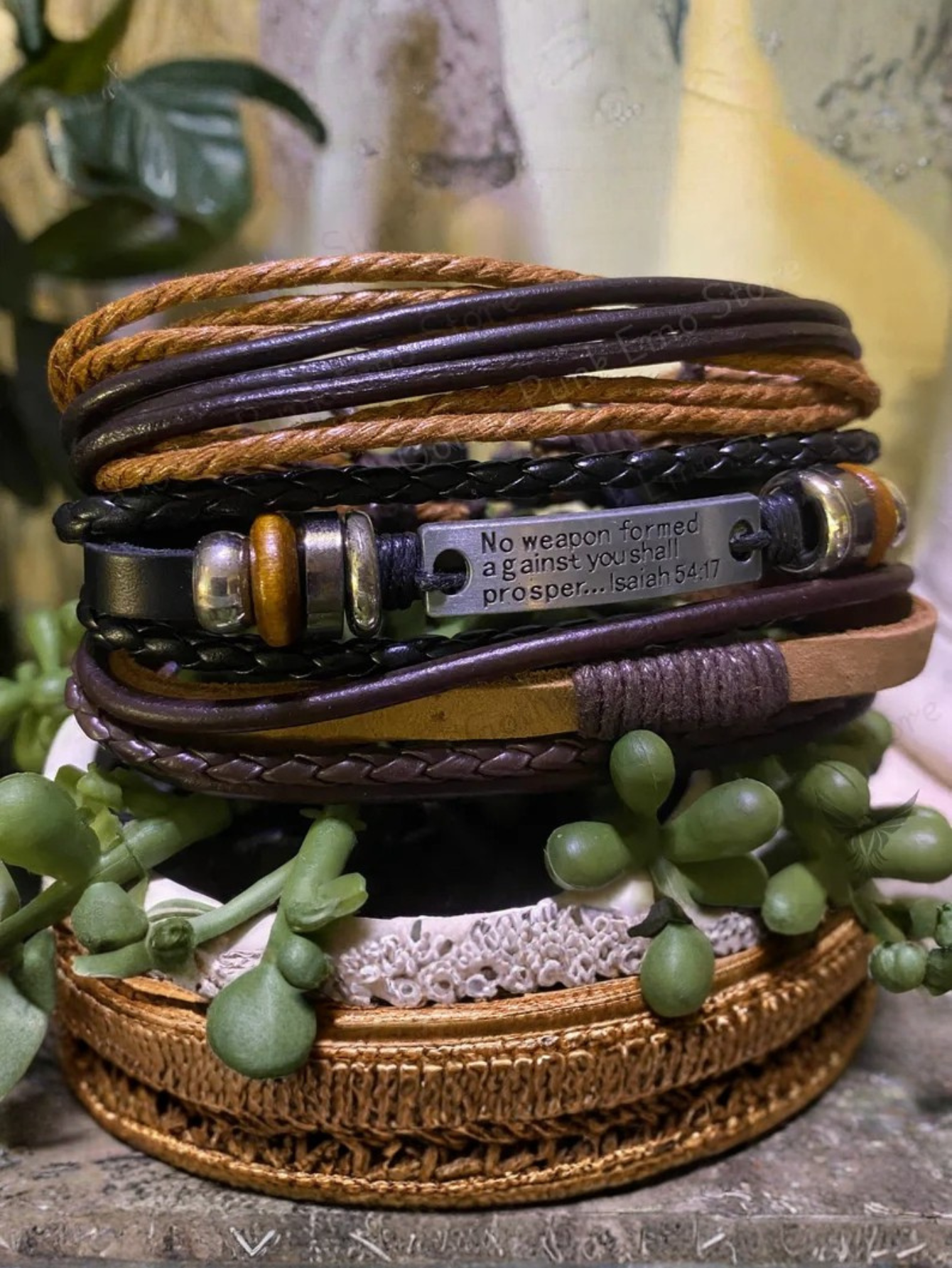 Cross Bible Bracelets 3pc Isaiah 54:17