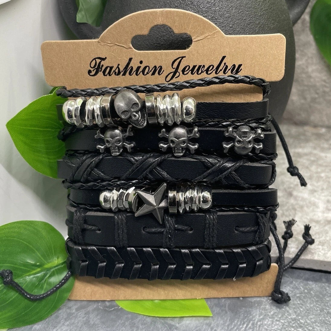Skull Star Punk Rock Bracelet Set