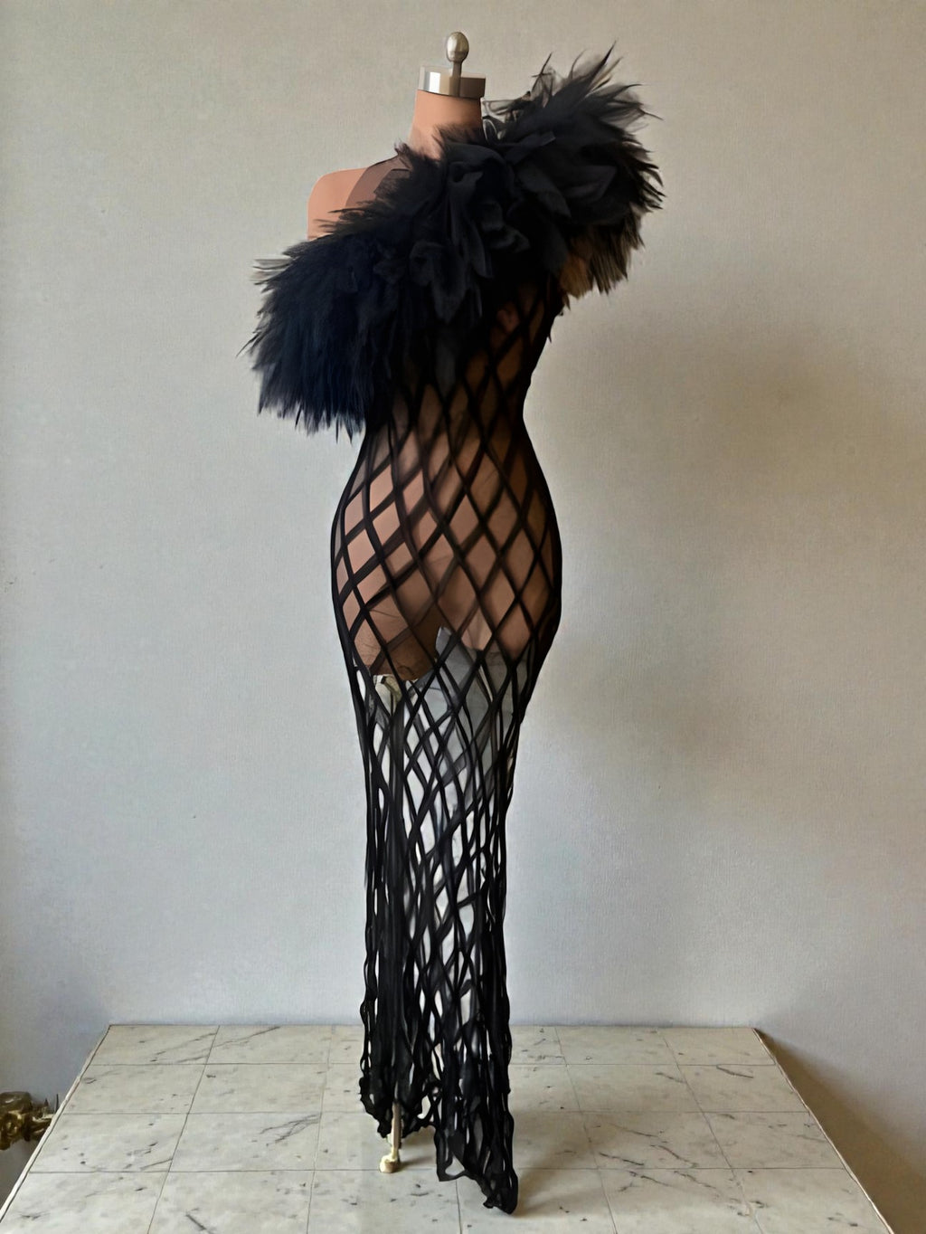 Black Mesh See Through Dress