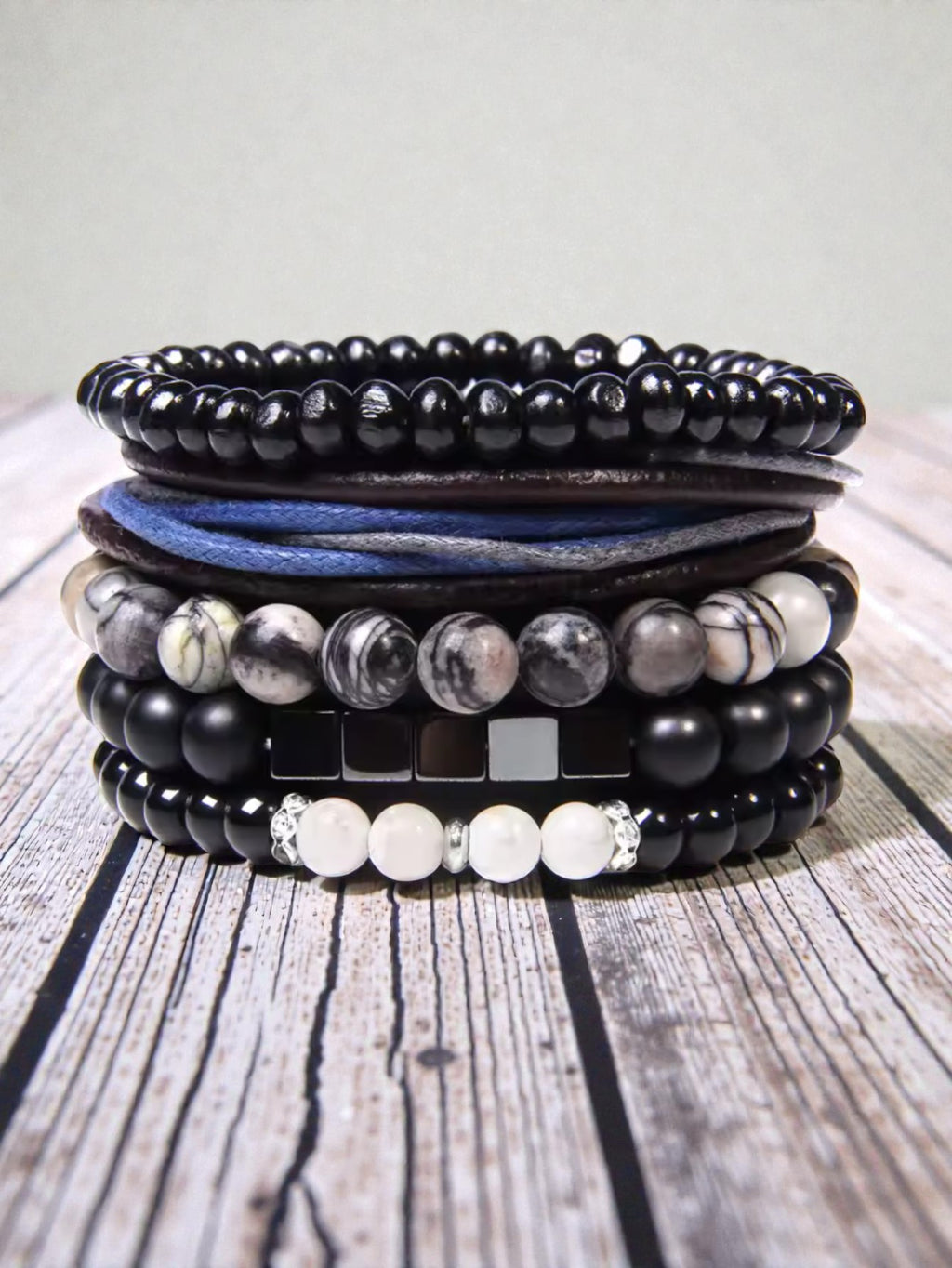 Blue Beaded Bracelet Set