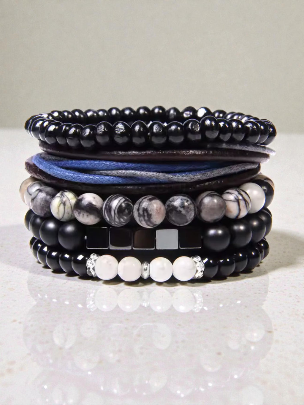 Blue Beaded Bracelet Set